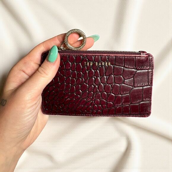 Ted Baker Croc Embossed Leather Card Holder - Picture 1 of 3